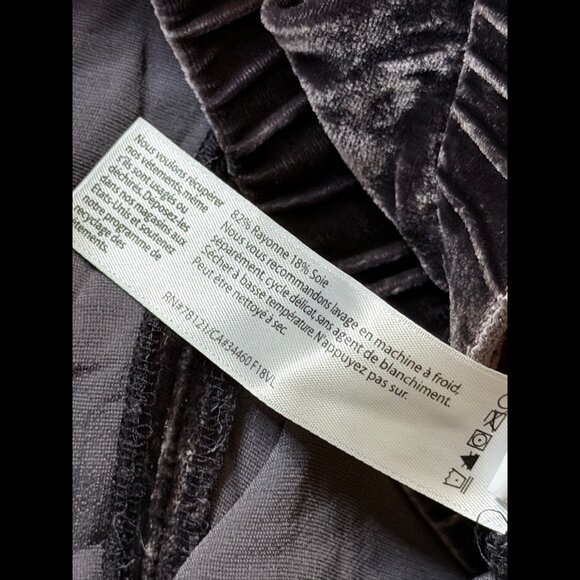 Eileen Fisher Trousers Large Womens Brown Gray Crushed Velvet Joggers Silk Blend - Picture 8 of 8